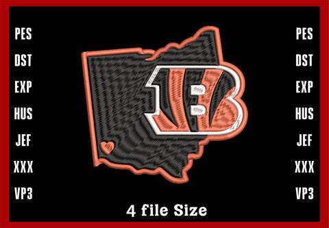 Cincinnati Bengals logo embroidery designs, Machine Embroidery Design, 4 File sizes- Instant Download & PDF File