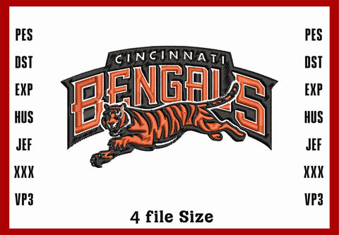 Cincinnati Bengals Tiger embroidery design, Machine Embroidery Design, 4 File sizes- Instant Download & PDF File