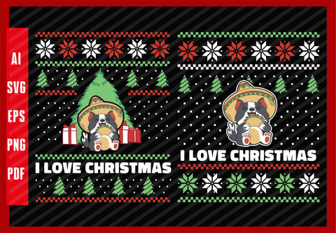 Cinco De Mayo Cat and Tacos Lover Funny Design, I Love Christmas T-Shirt Design Eps, Ai, Png, Svg and Pdf Printable Files