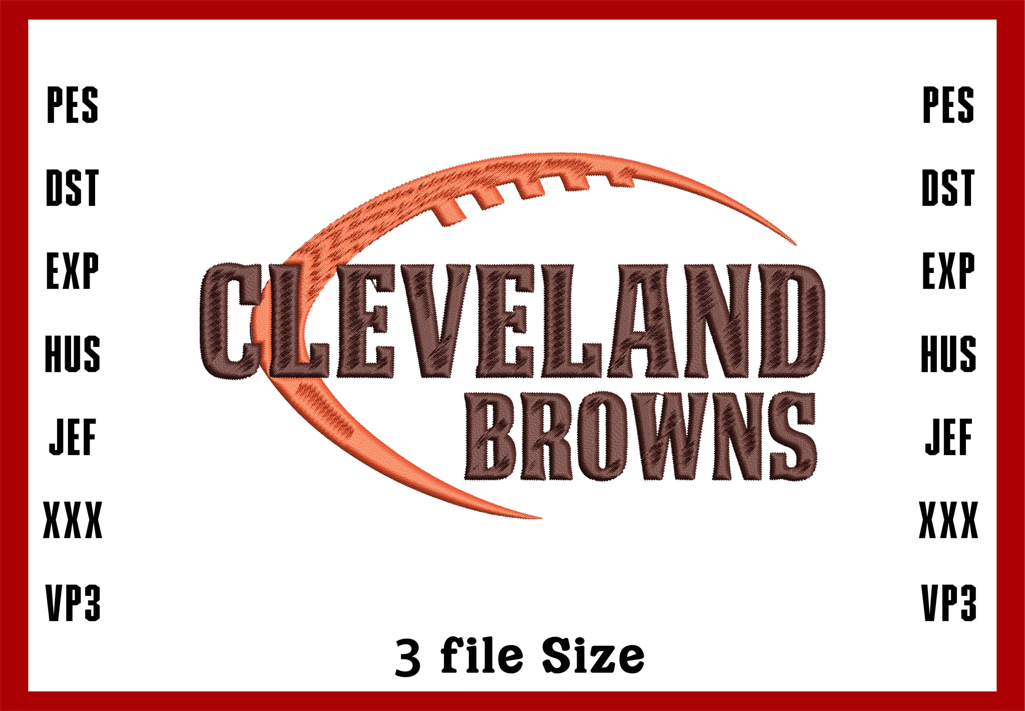 Cleveland Browns Football, Machine Embroidery Design, 3 File sizes- Instant Download & PDF File