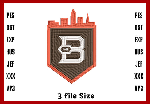 Cleveland Browns Football, Machine Embroidery Design, 3 File sizes- Instant Download & PDF File