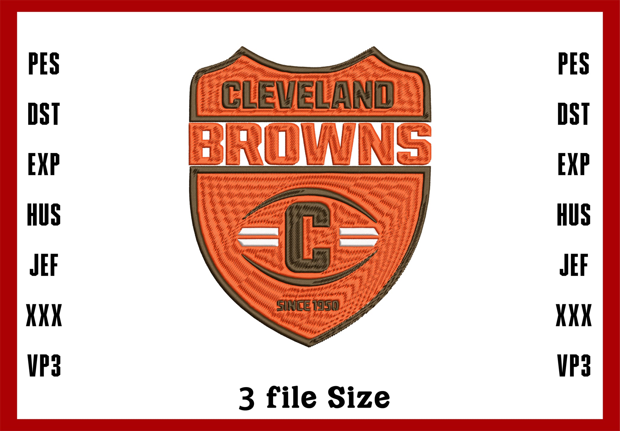 Cleveland Browns Football, Machine Embroidery Design, 3 File sizes- Instant Download & PDF Fil