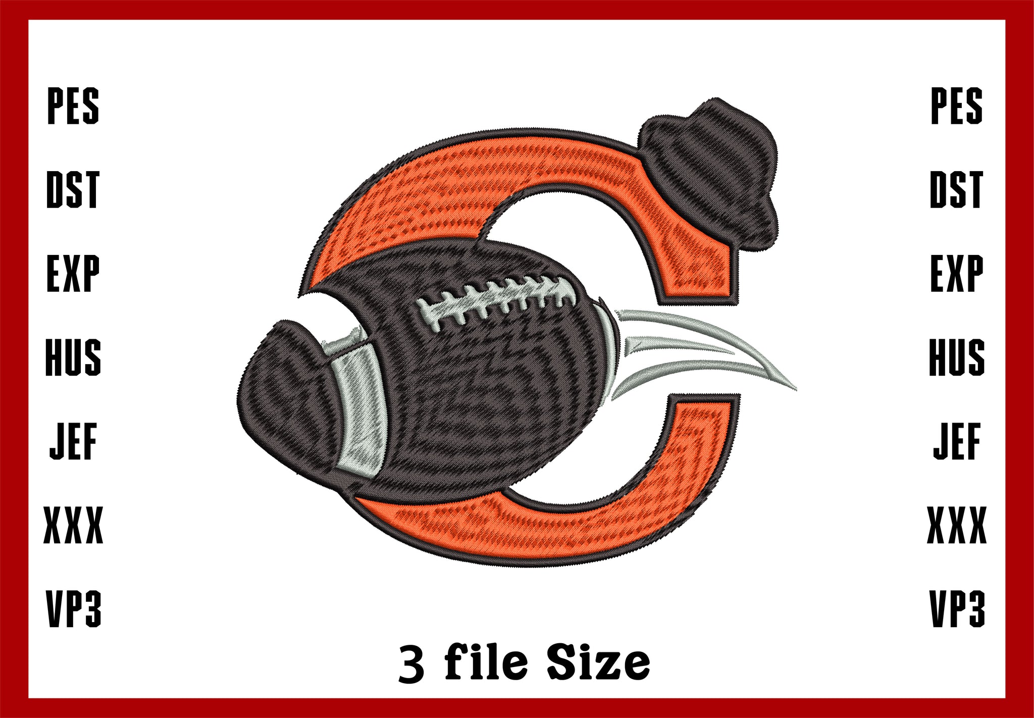 Cleveland Browns Football, Machine Embroidery Design, 3 File sizes- Instant Download & PDF File