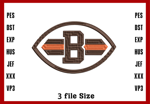 Cleveland Browns Football, Machine Embroidery Design, 3 File sizes- Instant Download & PDF File