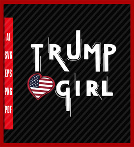 Cute Vote Trump Girl Republican US Flag 2024 Women T-Shirt, Political T-Shirt Design Eps, Ai, Png, Svg and Pdf Printable Files