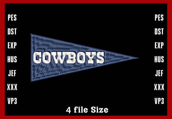 Dallas Cowboys Embroidery Design, Dallas Cowboys NFL football embroidery, Machine Embroidery Design, 4 File sizes- Instant Download & PDF File