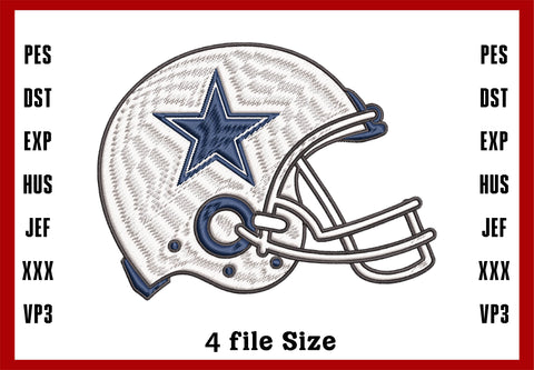 Dallas Cowboys Helmat Embroidery Designs, Dallas Cowboys NFL football embroidery, Machine Embroidery Design, 4 File sizes- Instant Download & PDF File