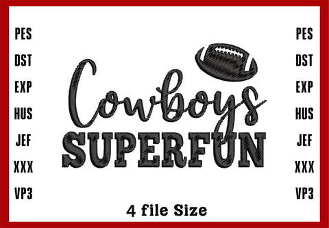 Dallas Cowboys Superfun Embroidery Design, Dallas Cowboys NFL football embroidery, Machine Embroidery Design, 4 File sizes- Instant Download & PDF File