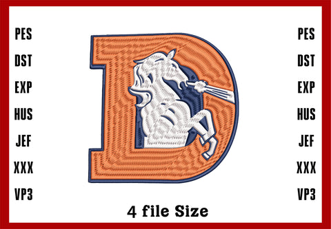 Denver Bronce D Logo Embroidery, Denver Broncos NFL football embroidery, Machine Embroidery Design, 4 File sizes- Instant Download & PDF File