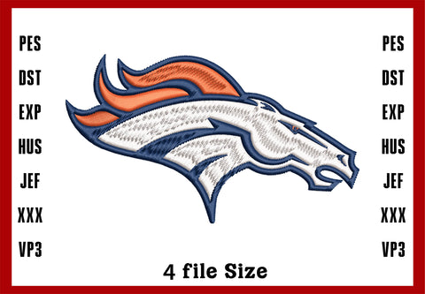 Denver Bronce Embroidery Hourse Embroidery, Denver Broncos NFL football embroidery, Machine Embroidery Design, 4 File sizes- Instant Download & PDF File
