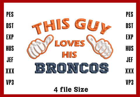 Denver Bronce Logo Embroidery, Denver Broncos NFL football embroidery, Machine Embroidery Design, 4 File sizes- Instant Download & PDF File