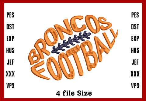 Denver Bronce Logo Embroidery, Denver Broncos NFL football embroidery, Machine Embroidery Design, 4 File sizes- Instant Download & PDF File