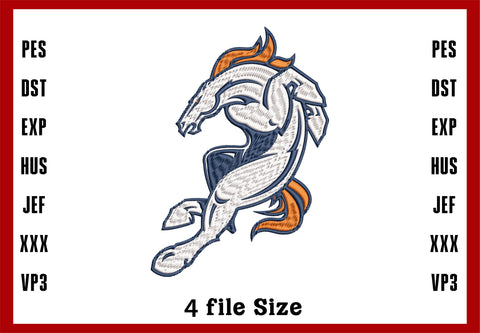 Denver Bronce Horse Logo Embroidery, Denver Broncos NFL football embroidery, Machine Embroidery Design, 4 File sizes- Instant Download & PDF File