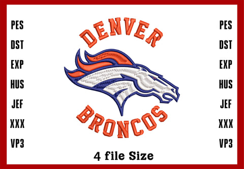 Denver Bronce Logo Embroidery, Denver Broncos NFL football embroidery, Machine Embroidery Design, 4 File sizes- Instant Download & PDF File