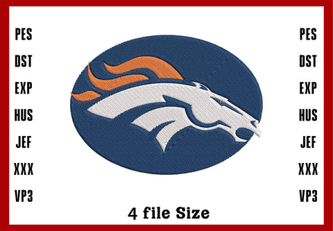 Denver Bronce Horse Logo Embroidery, Denver Broncos NFL football embroidery, Machine Embroidery Design, 4 File sizes- Instant Download & PDF File