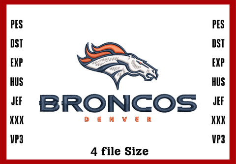 Denver Bronce Logo Embroidery, Denver Broncos NFL football embroidery, Machine Embroidery Design, 4 File sizes- Instant Download & PDF File