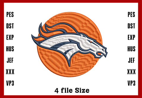 Denver Bronce Logo Embroidery, Denver Broncos NFL football embroidery, Machine Embroidery Design, 4 File sizes- Instant Download & PDF File