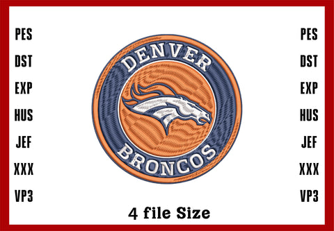 Denver Bronce Logo Embroidery, Denver Broncos NFL football embroidery, Machine Embroidery Design, 4 File sizes- Instant Download & PDF File