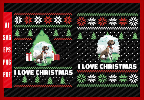 Dog in the Mountains Pet Animals Lover Design, Dog Lover, I Love Christmas T-Shirt Design Eps, Ai, Png, Svg and Pdf Printable Files