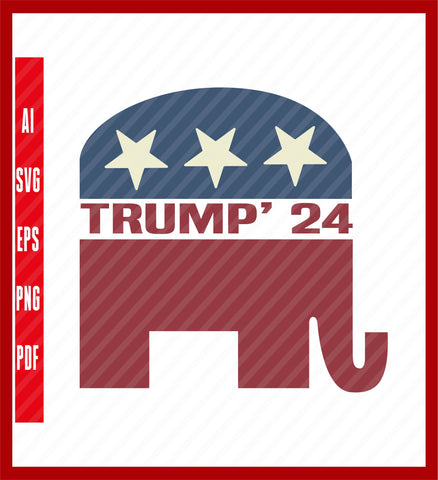 Donald Trump 2024 For President Pro Trump Vintage Republican T-Shirt, Political T-Shirt Design Eps, Ai, Png, Svg and Pdf Printable Files