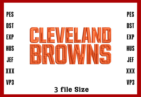 Cleveland Browns Football, Machine Embroidery Design, 3 File sizes- Instant Download & PDF File