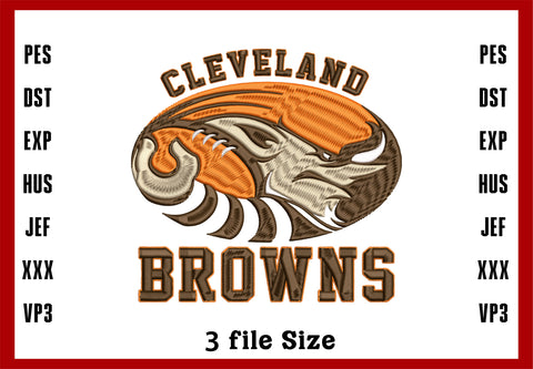 Cleveland Browns Football, Machine Embroidery Design, 3 File sizes- Instant Download & PDF File