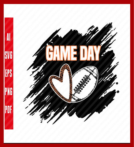 Football Game Day Womens Leopard Cheetah Game Day Football T-Shirt, Sport Lover T-Shirt Design Eps, Ai, Png, Svg and Pdf Printable Files