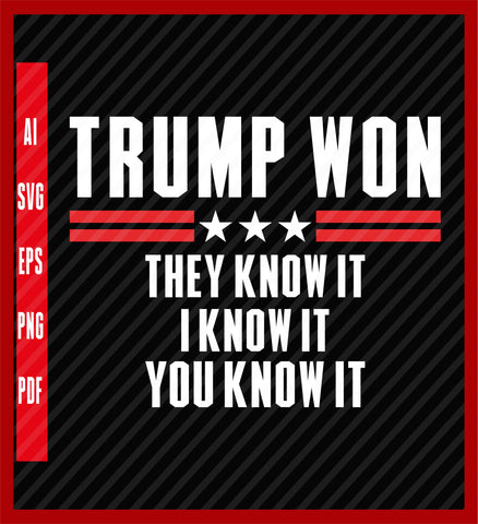 Funny-Trump-Won-They-Know-It-I-Know-It-You-Know-It T-Shirt, Political T-Shirt Design Eps, Ai, Png, Svg and Pdf Printable Files