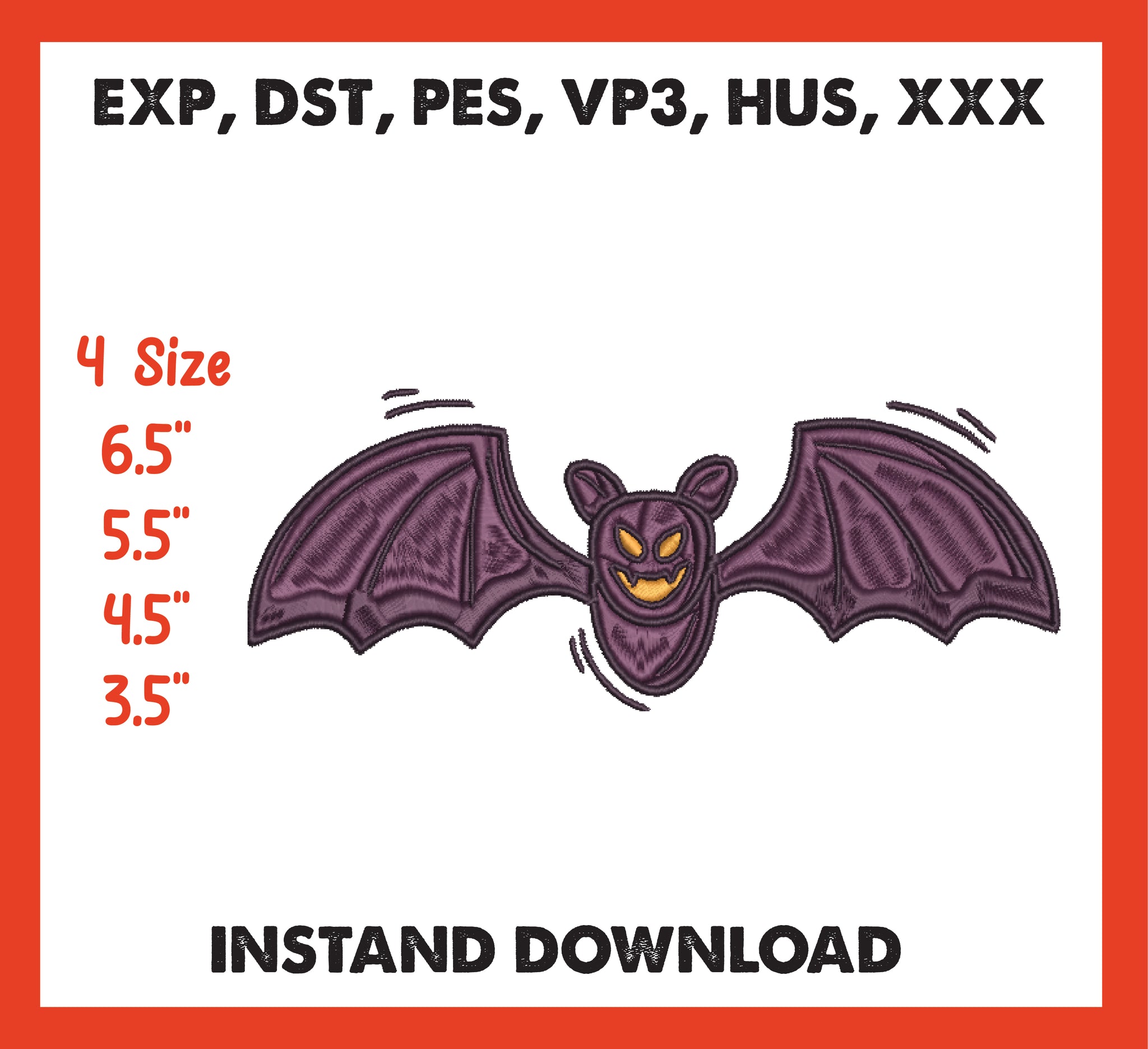 Halloween &nbsp;Bat Witch Machine Embroidery Digiting Design, 4 File sizes- Instant Download