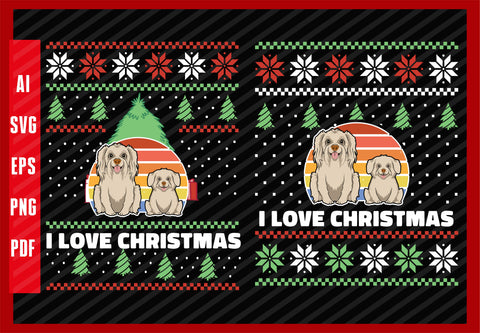 Havanese Dogs Lover Design Father's Day, Dog Lover, I Love Christmas T-Shirt Design Eps, Ai, Png, Svg and Pdf Printable Files
