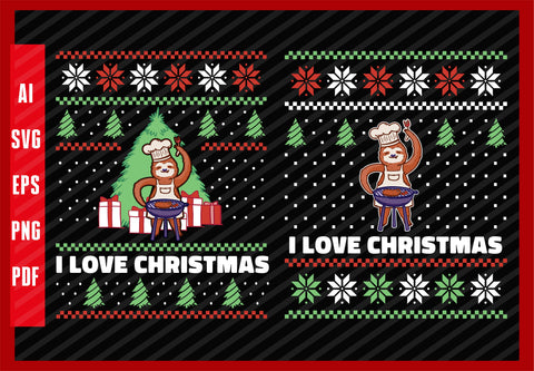 I've Had Enough I'm Going to Have a Barbecue, I Love Christmas T-Shirt Design Eps, Ai, Png, Svg and Pdf Printable Files