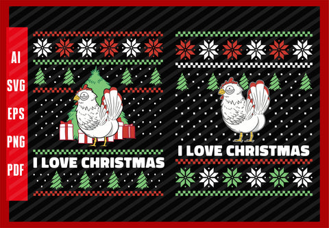 Just a Boy Who Loves Chicken Animal Lover Funny Design, I Love Christmas T-Shirt Design Eps, Ai, Png, Svg and Pdf Printable Files