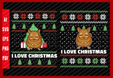 Just a Boy Who Loves Chinchilla Animals Lover Funny Design, I Love Christmas T-Shirt Design Eps, Ai, Png, Svg and Pdf Printable Files