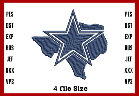 Map Dallas Cowboys Embroidery Design, Dallas Cowboys NFL football embroidery, Machine Embroidery Design, 4 File sizes- Instant Download & PDF File