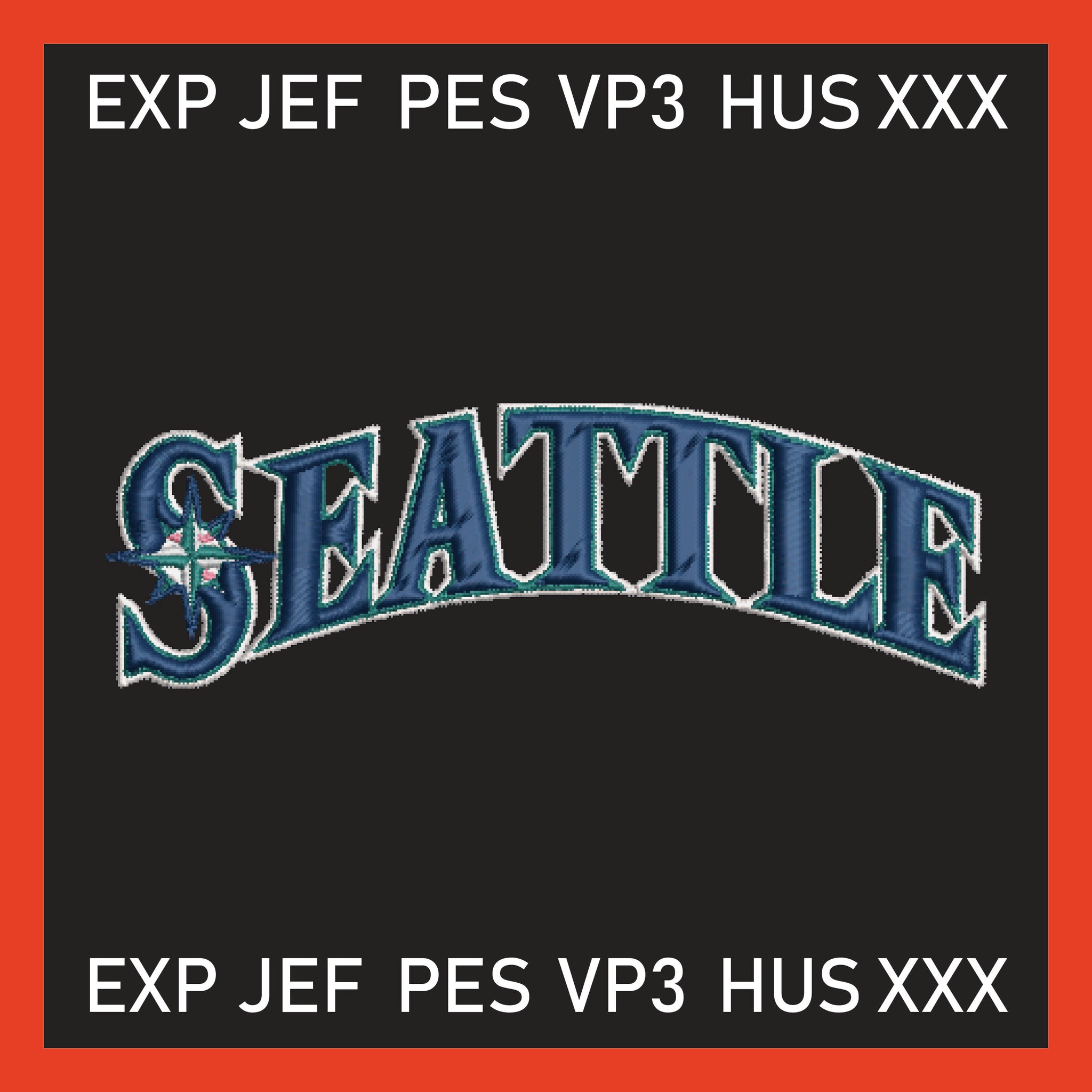 Mariner Star Nautical Embroidery Seattle Mariners Embroidery Mlb Embroidery &nbsp;Basebal Embroidery, 4 File sizes- Instant Download &amp; PDF File