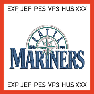 Mariner Star Nautical Embroidery Seattle Mariners Embroidery Mlb Embroidery &nbsp;Basebal Embroidery Machine Embroidery Design, 4 File sizes- Instant Download &amp; PDF File