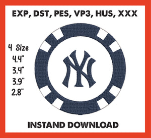 New York Yankees Embroidery, Mlb Embroidery, Machine Embroidery, Baseball Embroidery, 4 File sizes- Instant Download