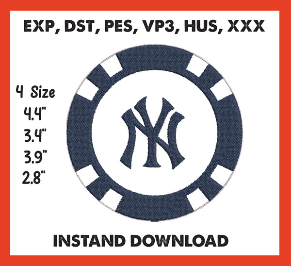 New York Yankees Embroidery, Mlb Embroidery, Machine Embroidery, Baseball Embroidery, 4 File sizes- Instant Download