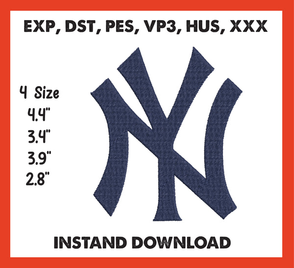 New York Yankees Embroidery, Mlb Embroidery, Machine Embroidery, Baseball Embroidery, 4 File sizes- Instant Download