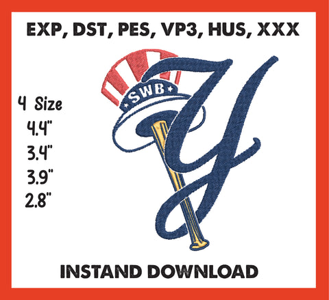 New York Yankees Embroidery, Mlb Embroidery, Machine Embroidery, Baseball Embroidery, 4 File sizes- Instant Download