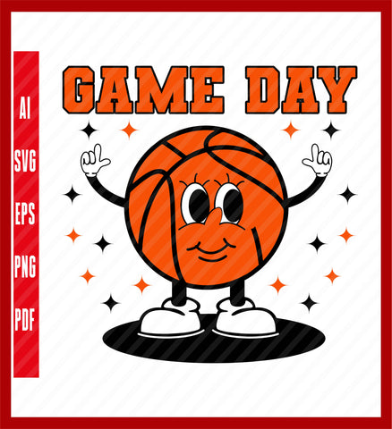 Retro Basketball Vintage Game Day Basketball Player Women T-Shirt, Sport Lover T-Shirt Design Eps, Ai, Png, Svg and Pdf Printable Files