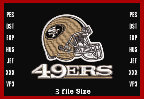 San Francisco 49ers helmet cartoon embroidery design, Machine Embroidery Design, 4 File sizes- Instant Download & PDF File