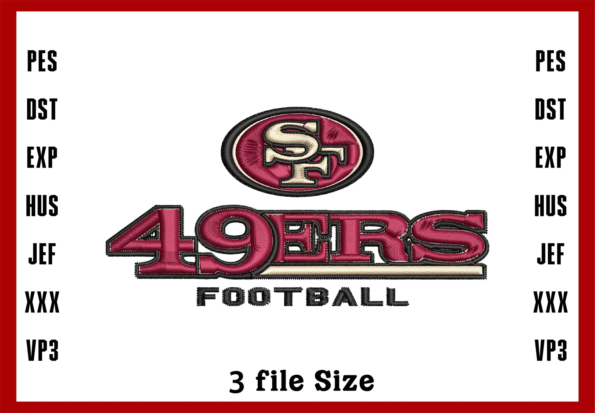San Francisco 49ers logo embroidery design, Machine Embroidery Design, 4 File sizes- Instant Download & PDF File