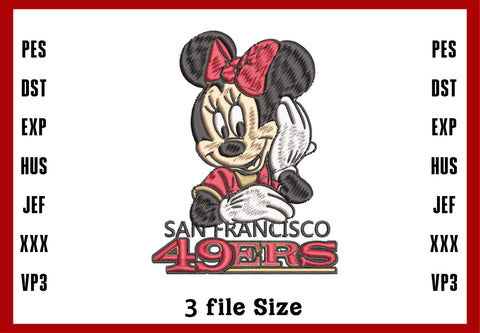 San Francisco 49ers mickey mouse embroidery design, Machine Embroidery Design, 4 File sizes- Instant Download & PDF File