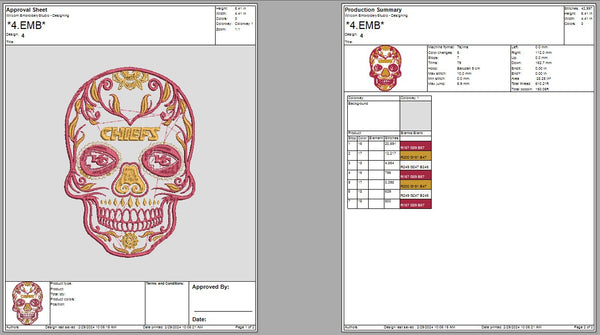 Kansas City Chiefs Skull Embroidery, Kansas City Chiefs Embroidery, NFL football embroidery, Machine Embroidery Design, 4 File sizes- Instant Download & PDF File