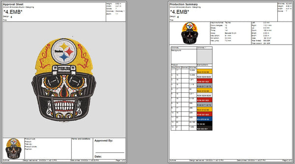 Pittsburgh Steelers Skull Embroidery, NFL football embroidery, Machine Embroidery Design, 4 File sizes- Instant Download & PDF File