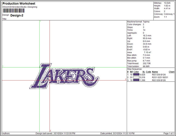 Los Angeles Lakers Logo Embroidery, NBA Basketball embroidery, Machine Embroidery Design, 4 File sizes- Instant Download & PDF File