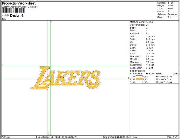 Los Angeles Lakers Logo Embroidery, NBA Basketball embroidery, Machine Embroidery Design, 4 File sizes- Instant Download & PDF File