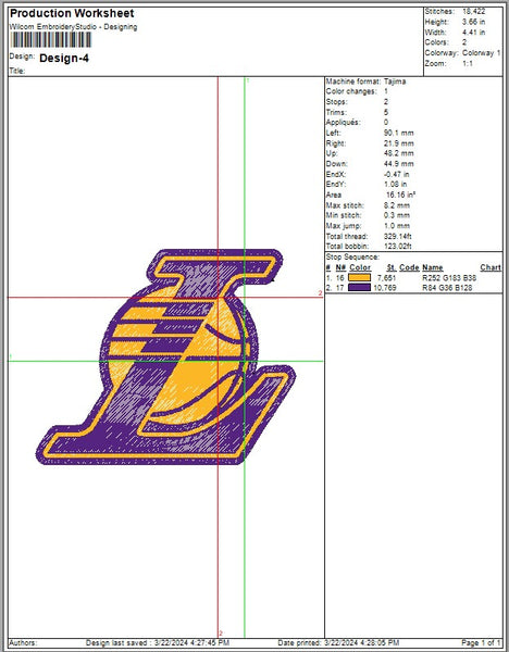 Los Angeles Lakers Logo Embroidery, NBA Basketball embroidery, Machine Embroidery Design, 4 File sizes- Instant Download & PDF File