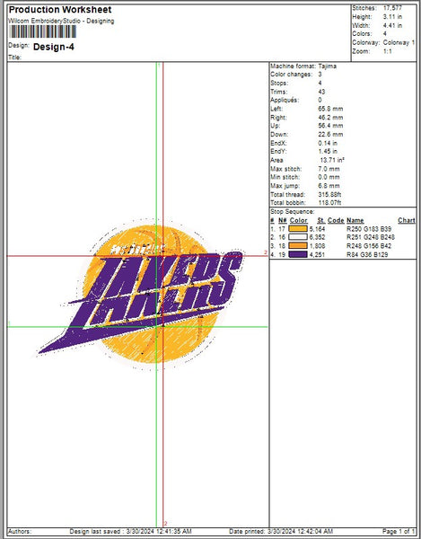 Los Angeles Lakers Logo Embroidery, NBA Basketball embroidery, Machine Embroidery Design, 4 File sizes- Instant Download & PDF File